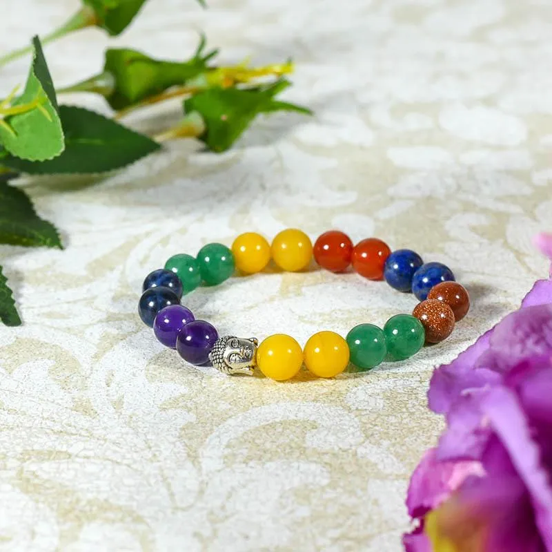 7 Chakra Bracelet with Buddha Head