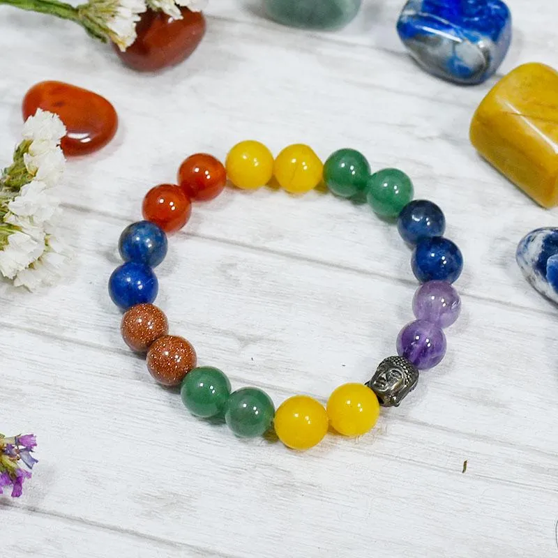 7 Chakra Bracelet with Buddha Head