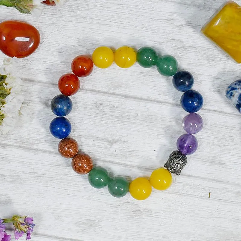 7 Chakra Bracelet with Buddha Head