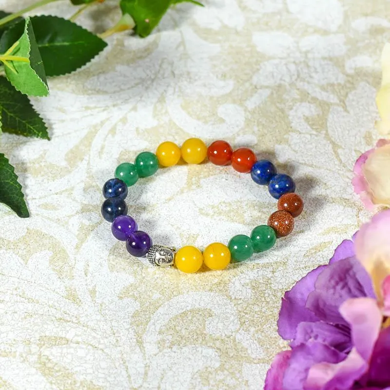 7 Chakra Bracelet with Buddha Head