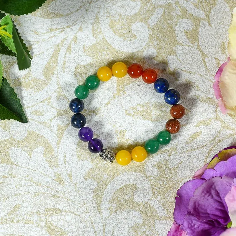 7 Chakra Bracelet with Buddha Head