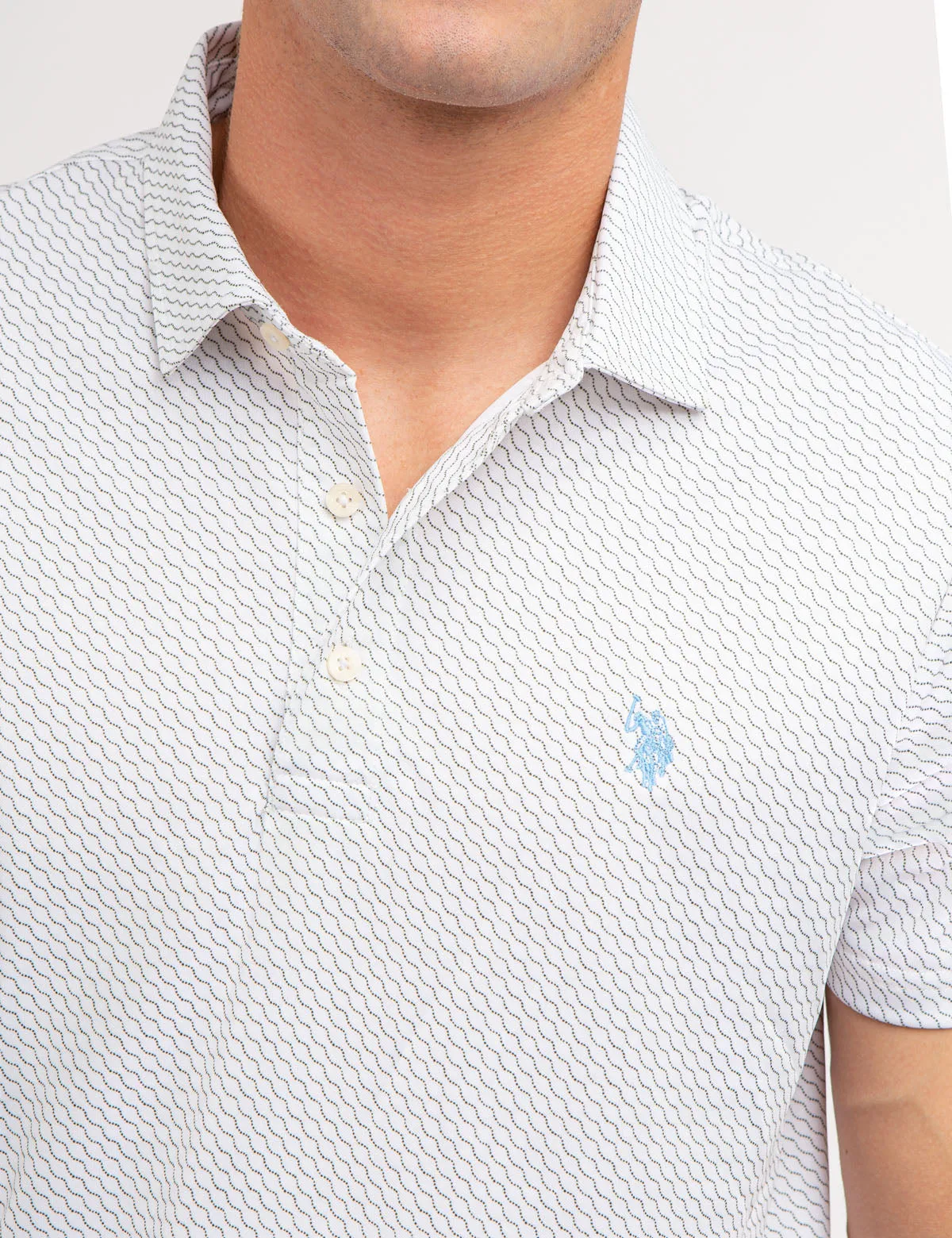 ALLOVER WAVE PRINT INTERLOCK POLO SHIRT