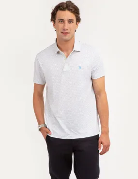 ALLOVER WAVE PRINT INTERLOCK POLO SHIRT