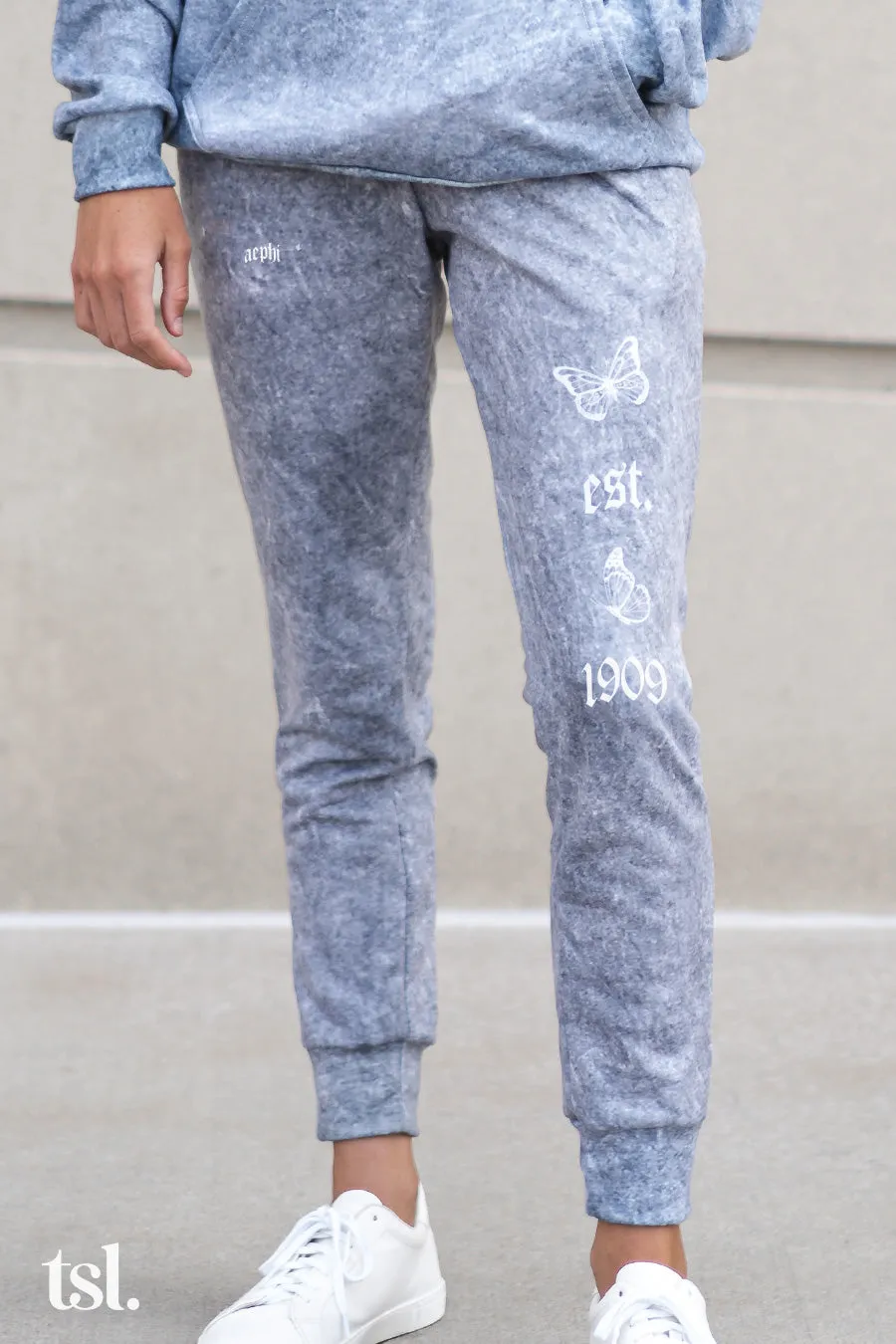 Alpha Epsilon Phi Mineral Wash Butterfly Joggers