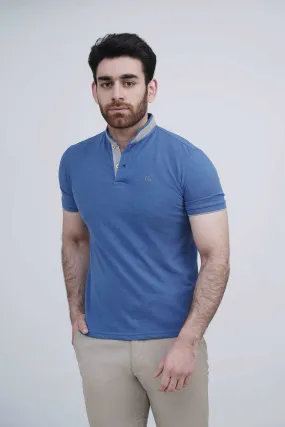 BAN COLLAR POLO BLUE