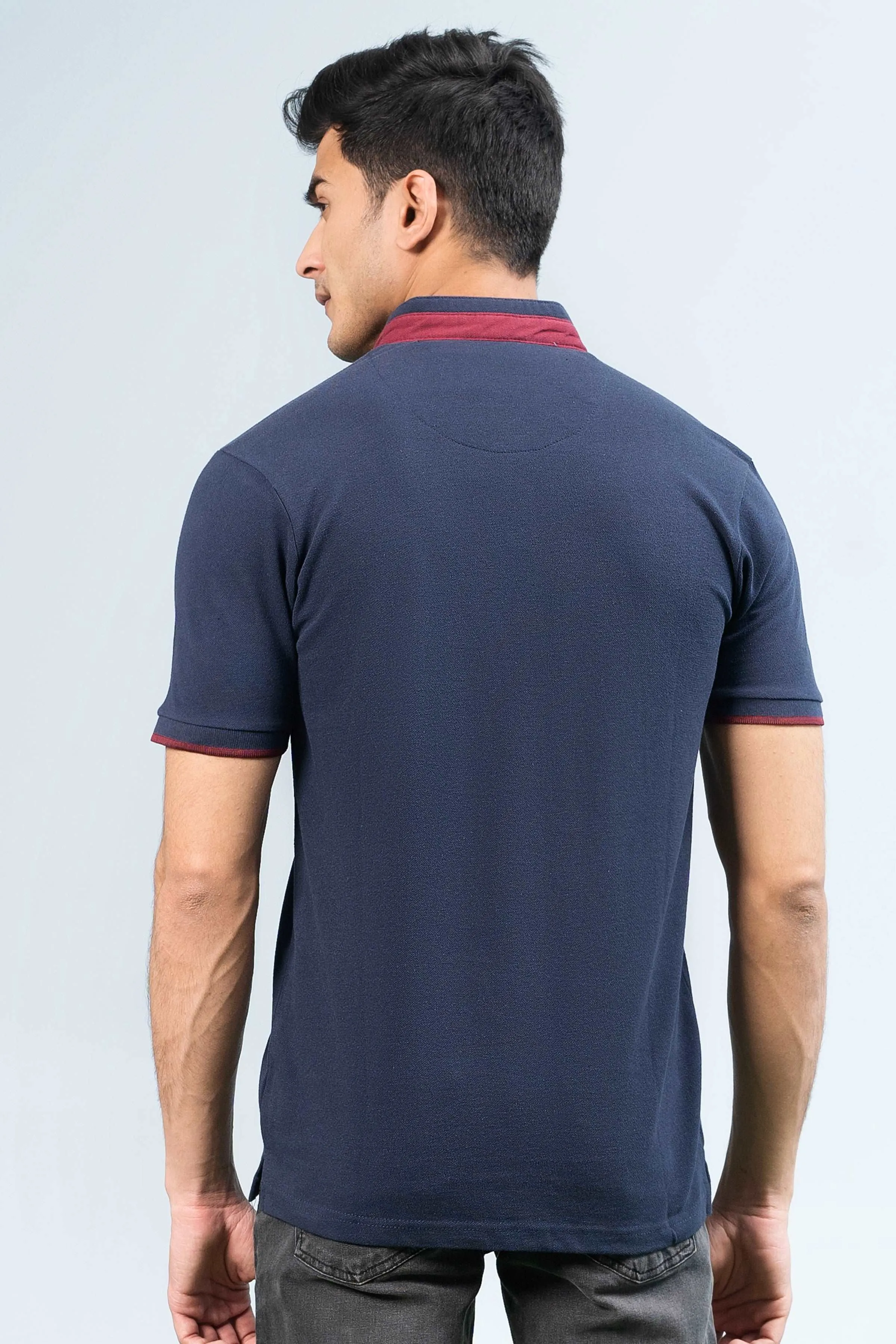 BAN COLLAR POLO NAVY