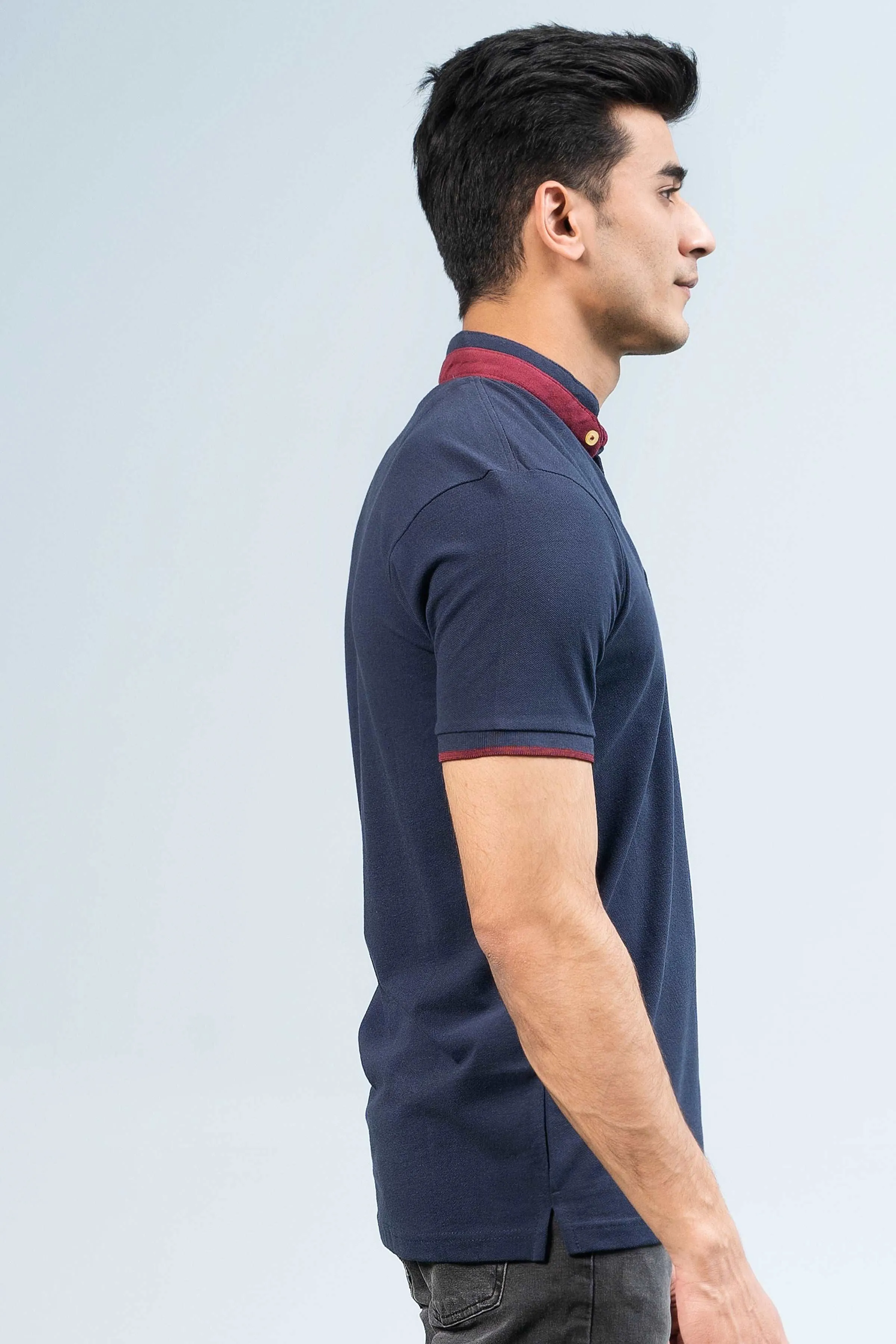 BAN COLLAR POLO NAVY