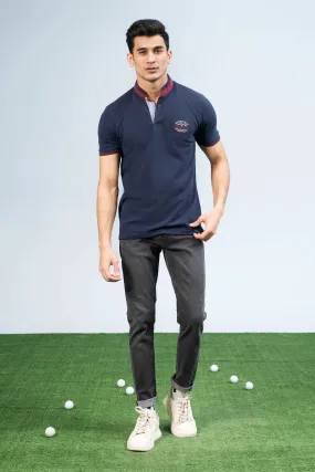 BAN COLLAR POLO NAVY