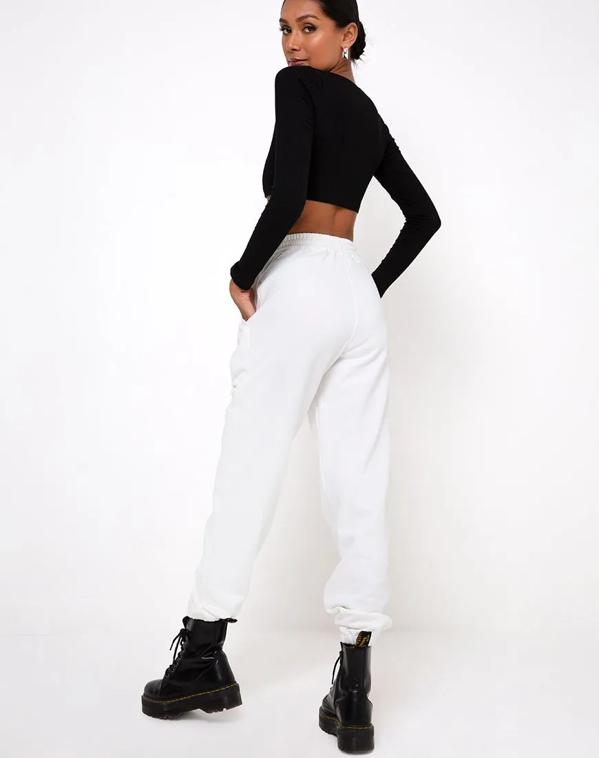 Basta Jogger in White with 'Angel' Embro Black