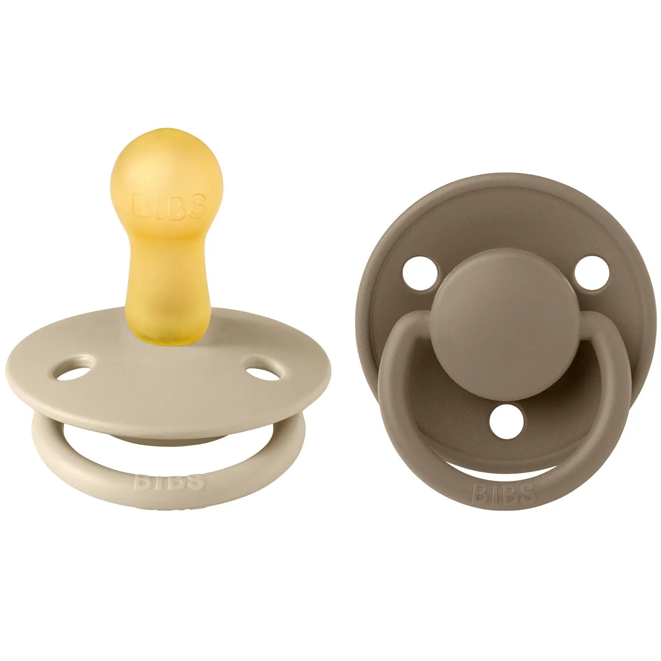 Bibs De Lux Latex Pacifiers 2-pak Round Vanilla/Dark Oat