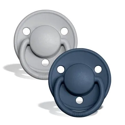 BIBS De Lux Silicone Pacifier 2 Pack - Cloud/Steel Blue