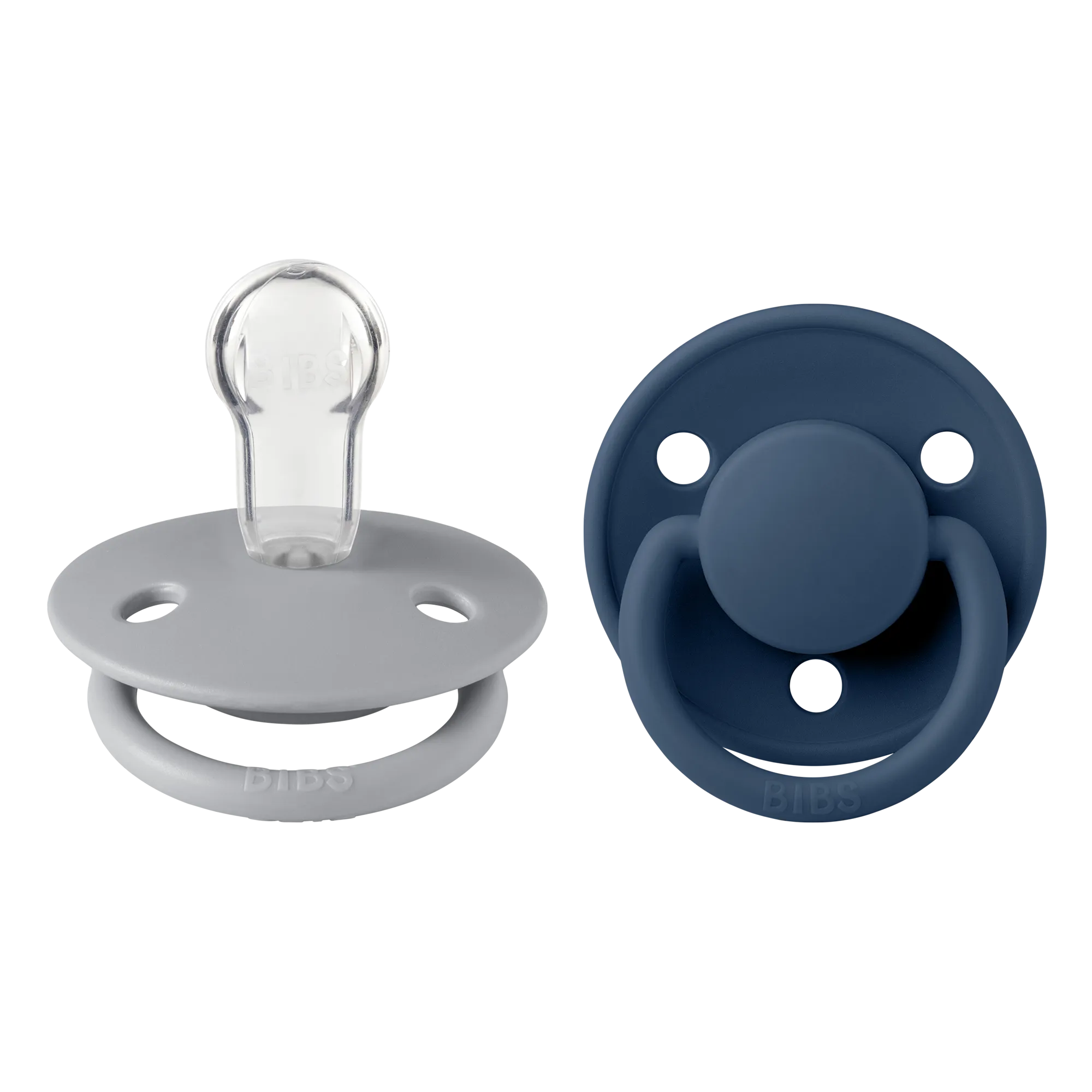 BIBS De Lux Silicone Pacifier 2 Pack - Cloud/Steel Blue