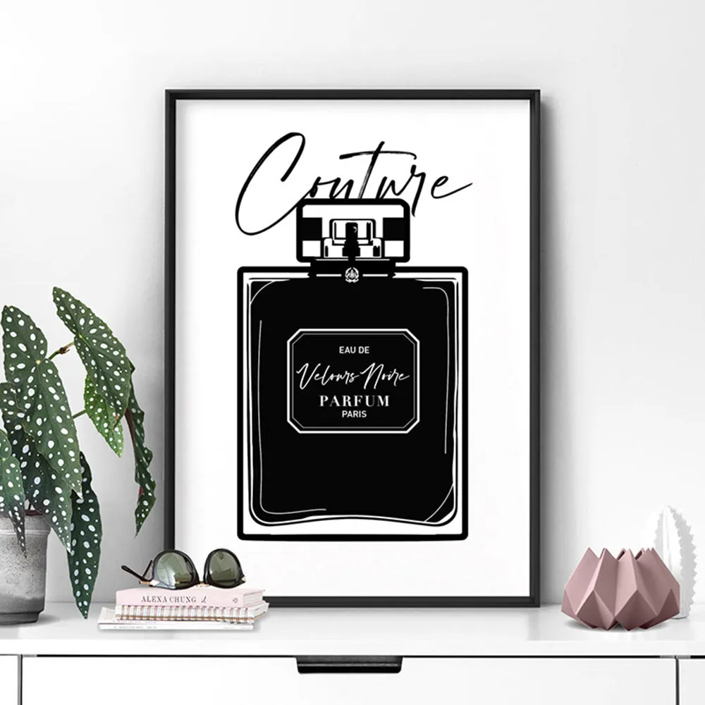 Black Scandi Perfume Bottle I - Art Print