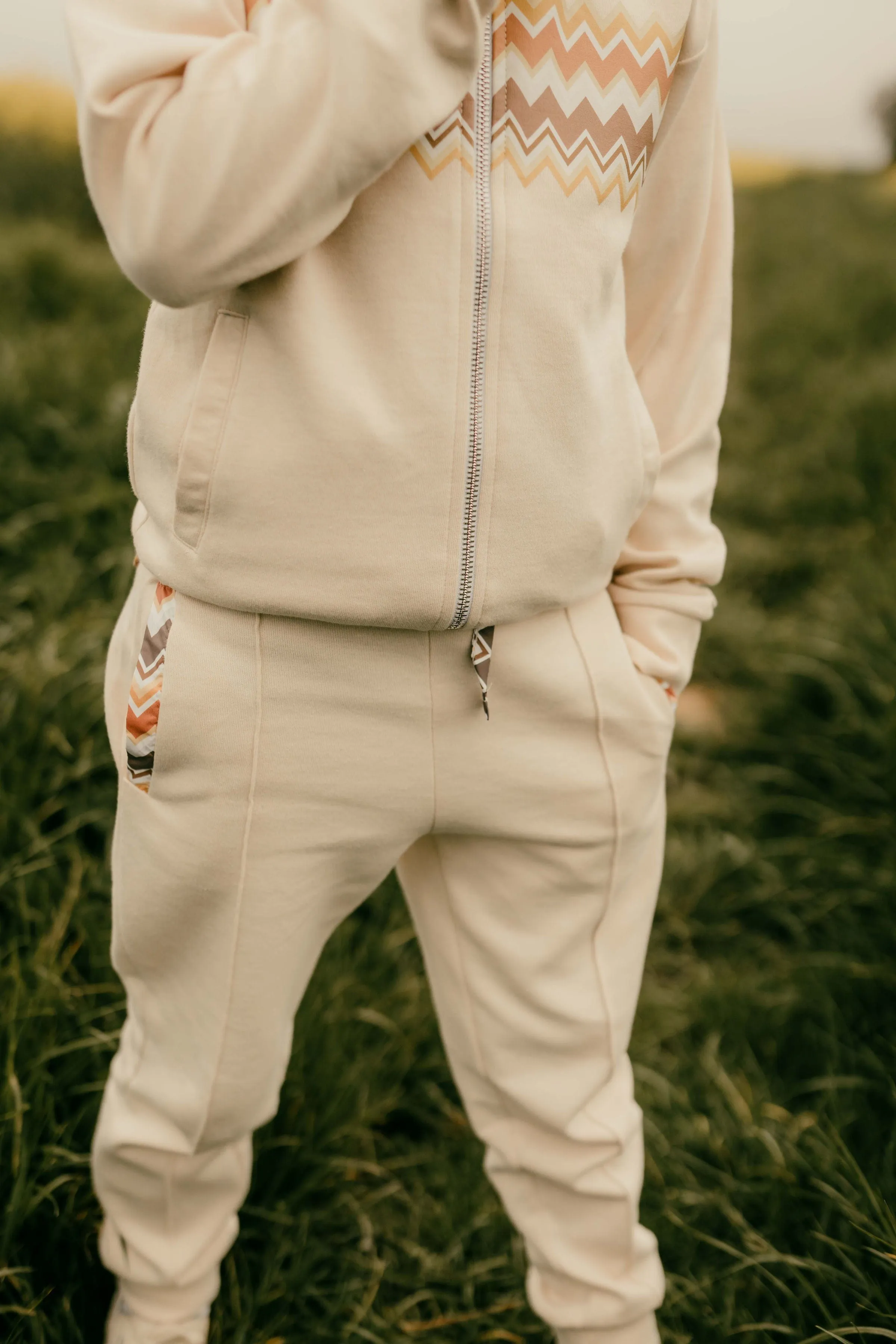 Boys Cream Zig Zag Tracksuit