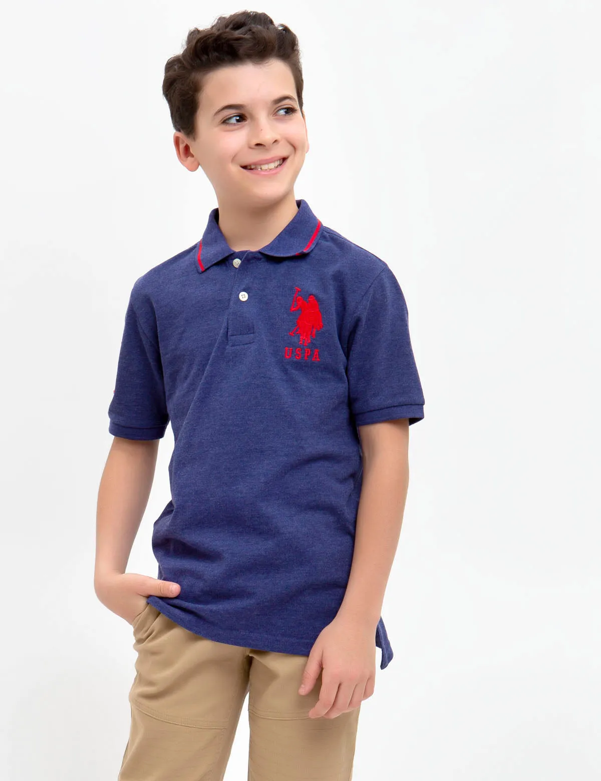 BOYS SOLID COLLAR POLO SHIRT