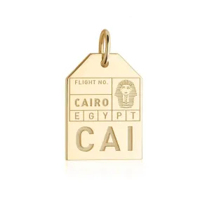 Cairo Egypt CAI Luggage Tag Charm Solid Gold