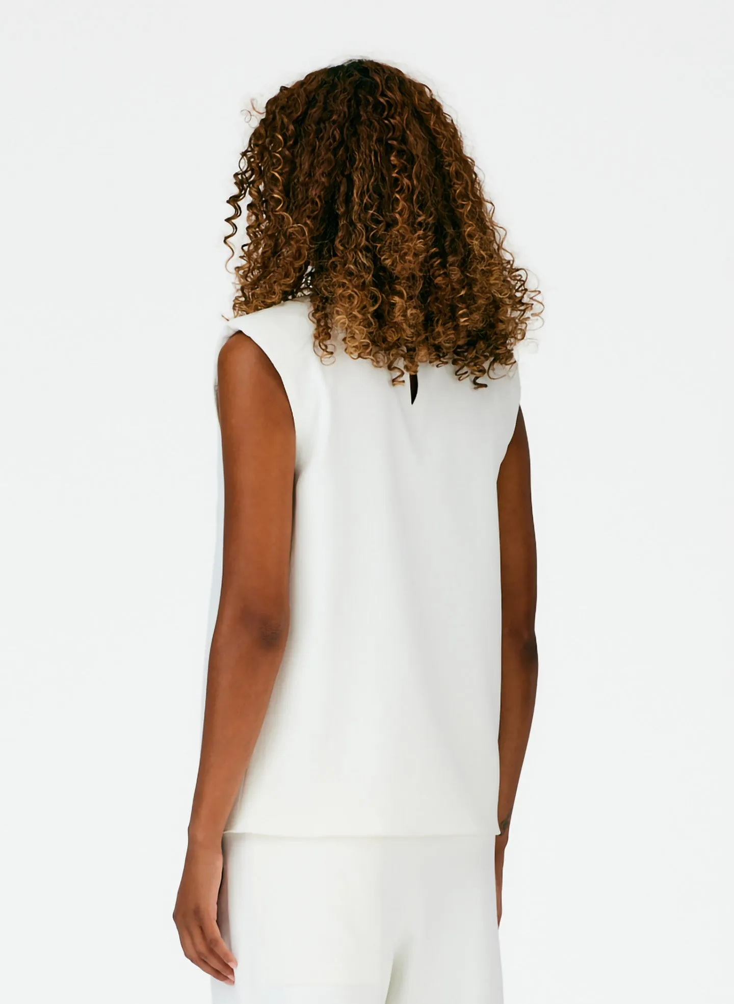 Chalky Drape Padded Shoulder Sleeveless Top