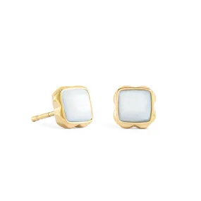 Coeur De Lion April Birthstone Gold White Quartz Stud Earrings