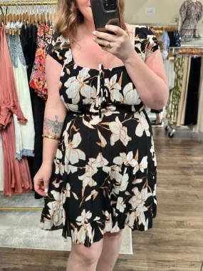 Curvy Black Floral Mini Dress