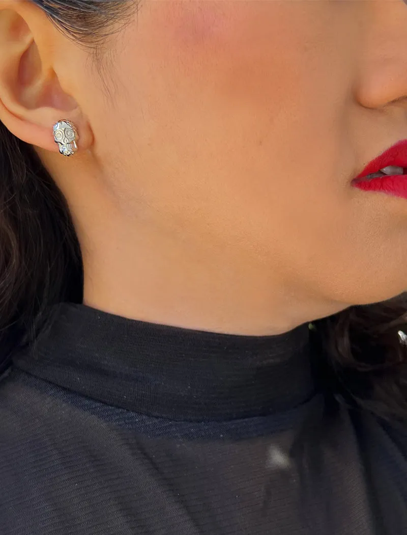 DAY OF THE DEAD Skull Stud Earrings | Sterling Silver