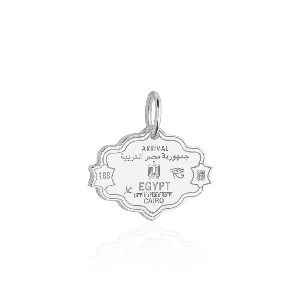 Egypt Passport Stamp Charm Silver