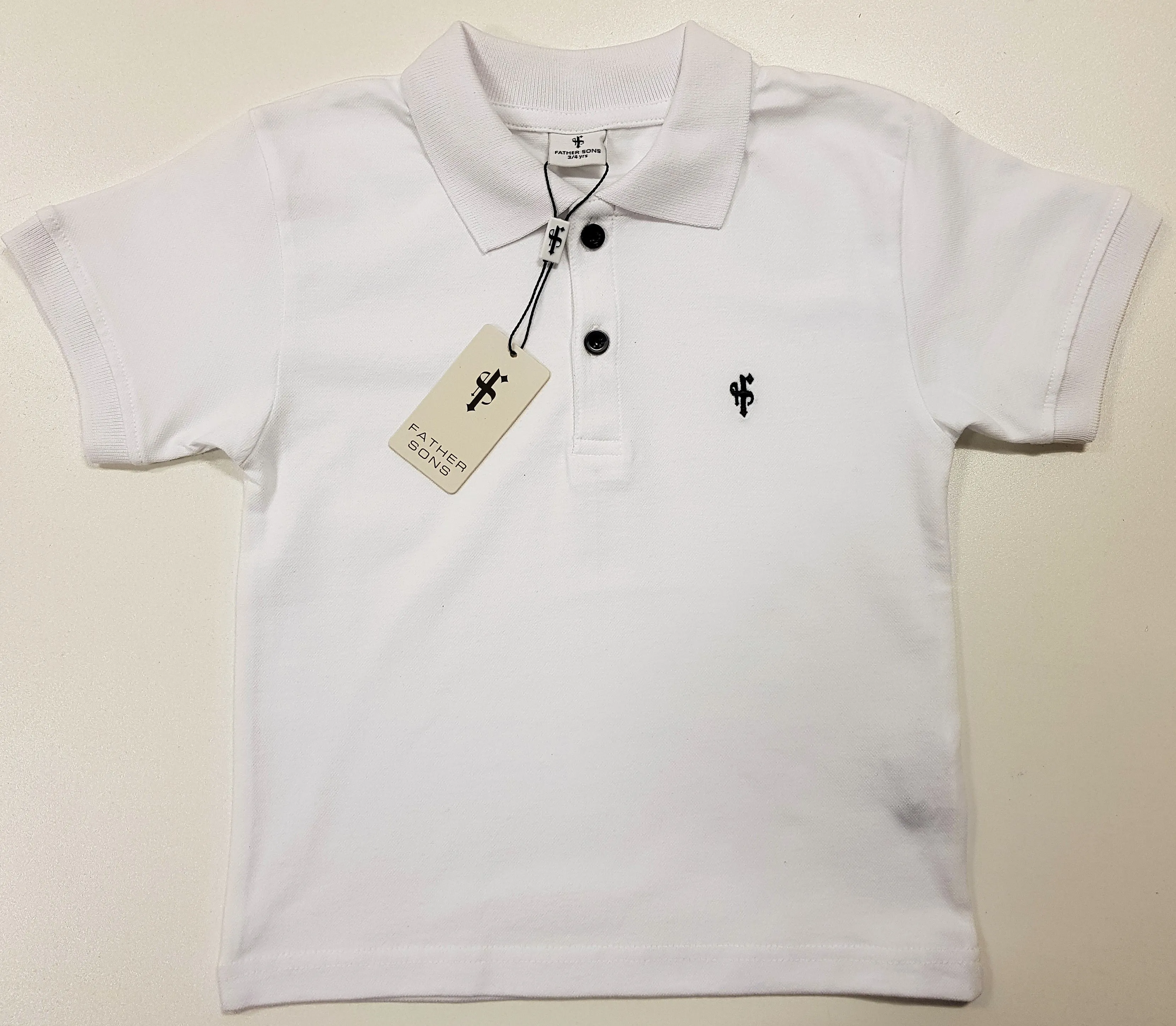 Father Sons Boys Classic White Polo Shirt - FSB021 (LAST CHANCE)