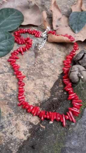 Gift Women's Necklace Natural Stone Red Coral