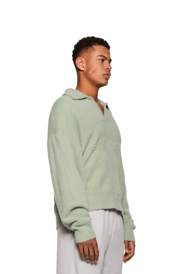 Glitched Fuzzy Polo Mint