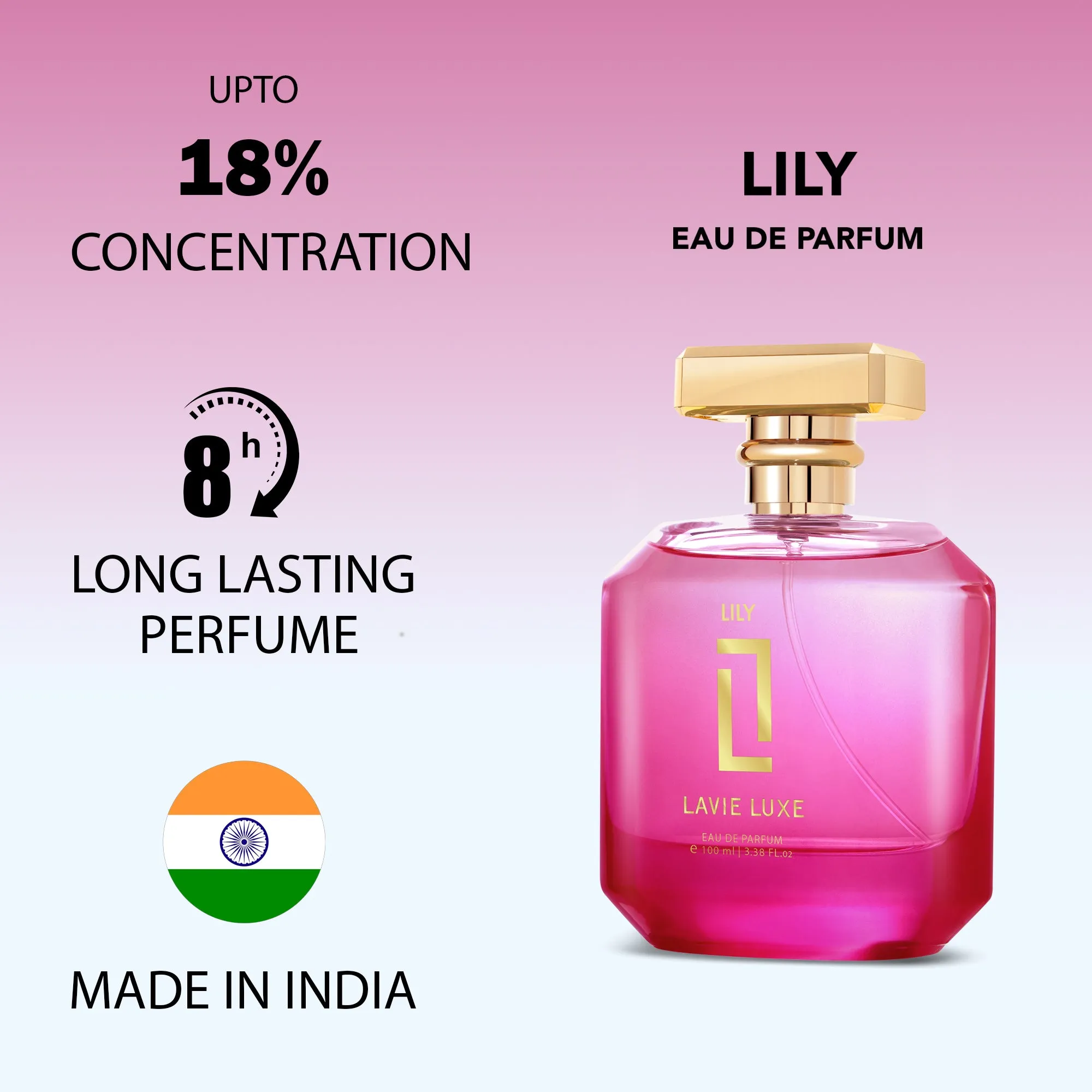 Lavie Luxe Lily Luxury Woman Eau De Parfum 100 ml ǀ  Perfume with scents Lily, Rose & Spicy  -  Pink