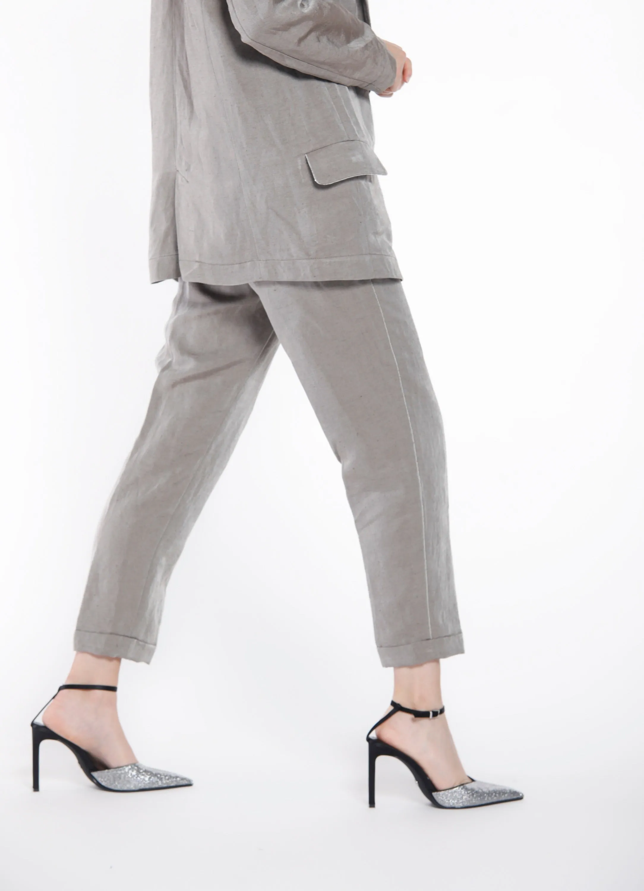 Linda Summer pantalone chino donna in lino e viscosa relaxed