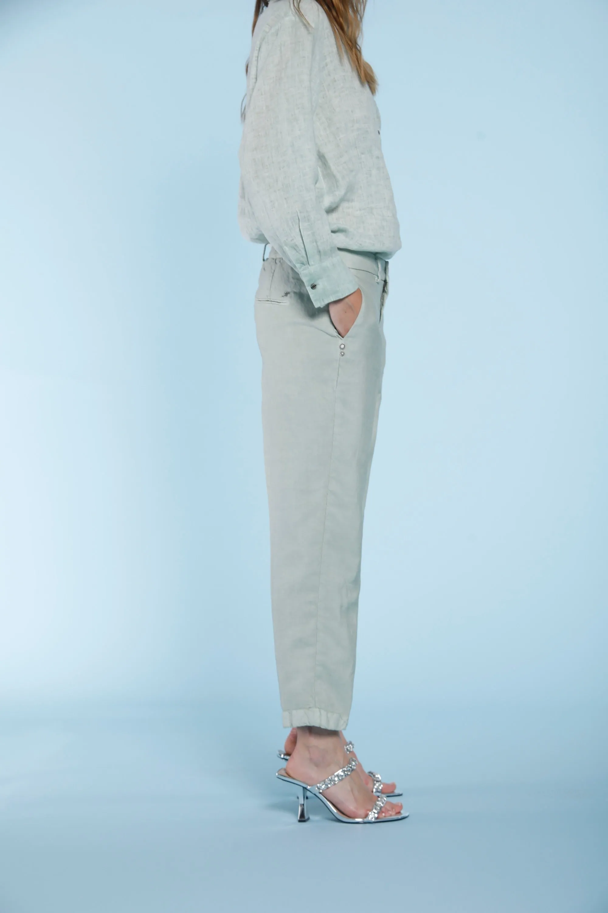 Linda Summer pantalone chino donna in tencel e lino relaxed