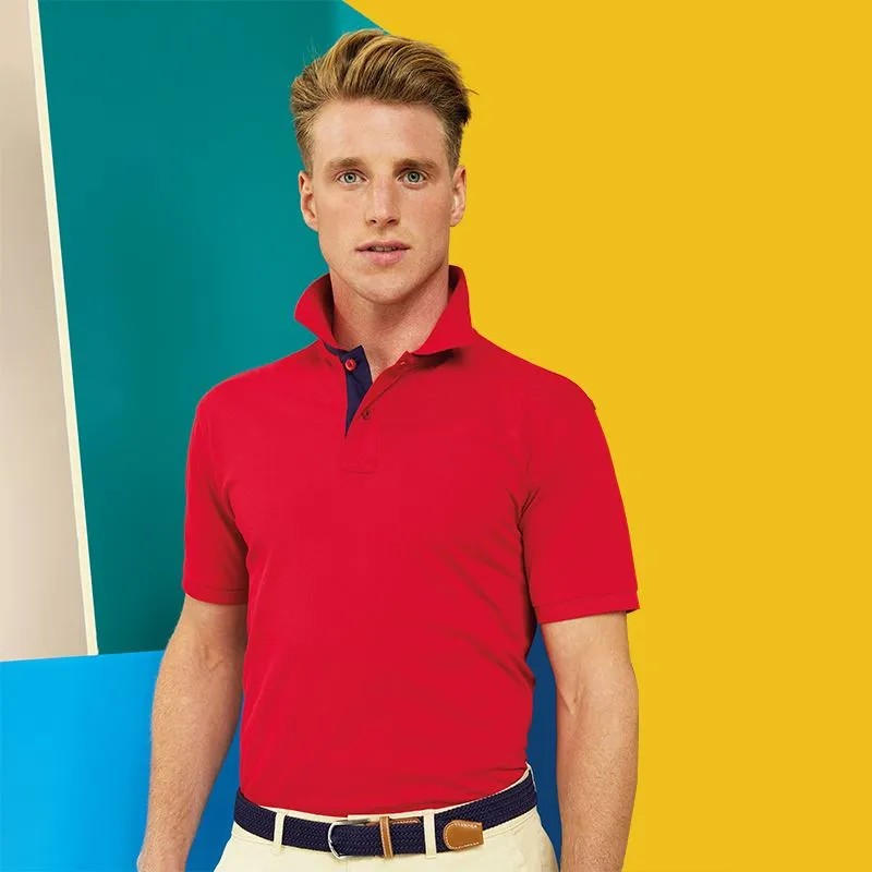 Men's classic fit contrast polo