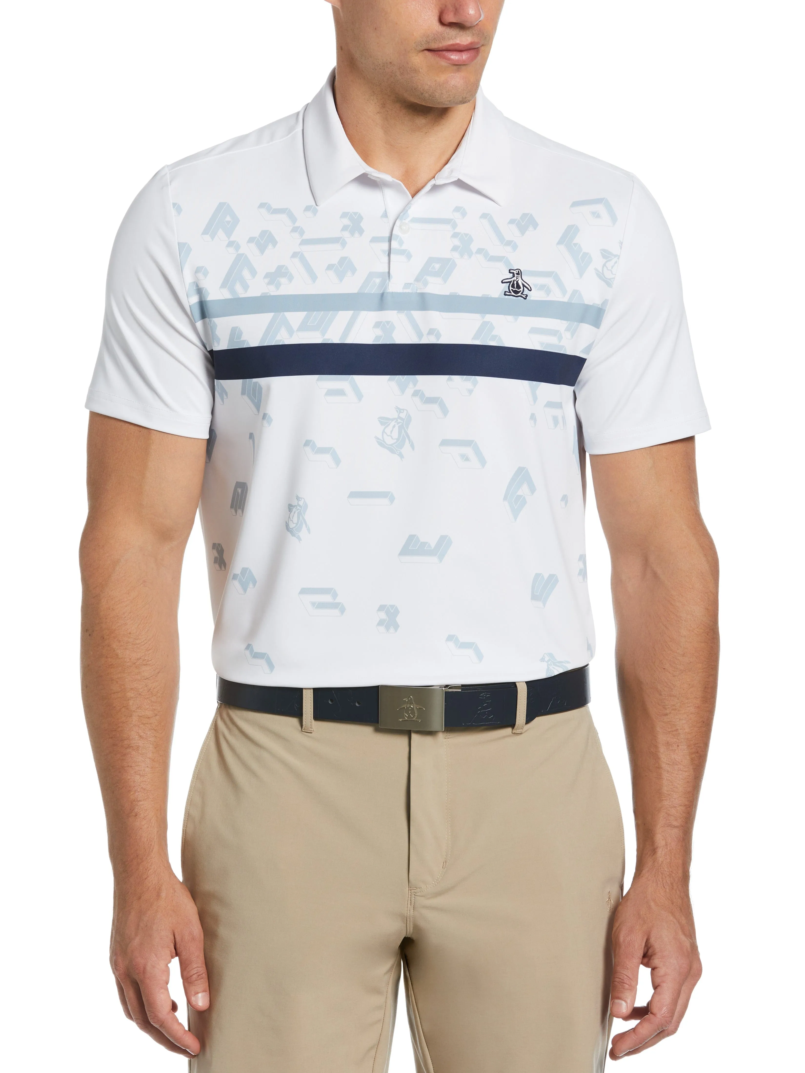 Men's Got Game Engineered Stripe Block Print Polo