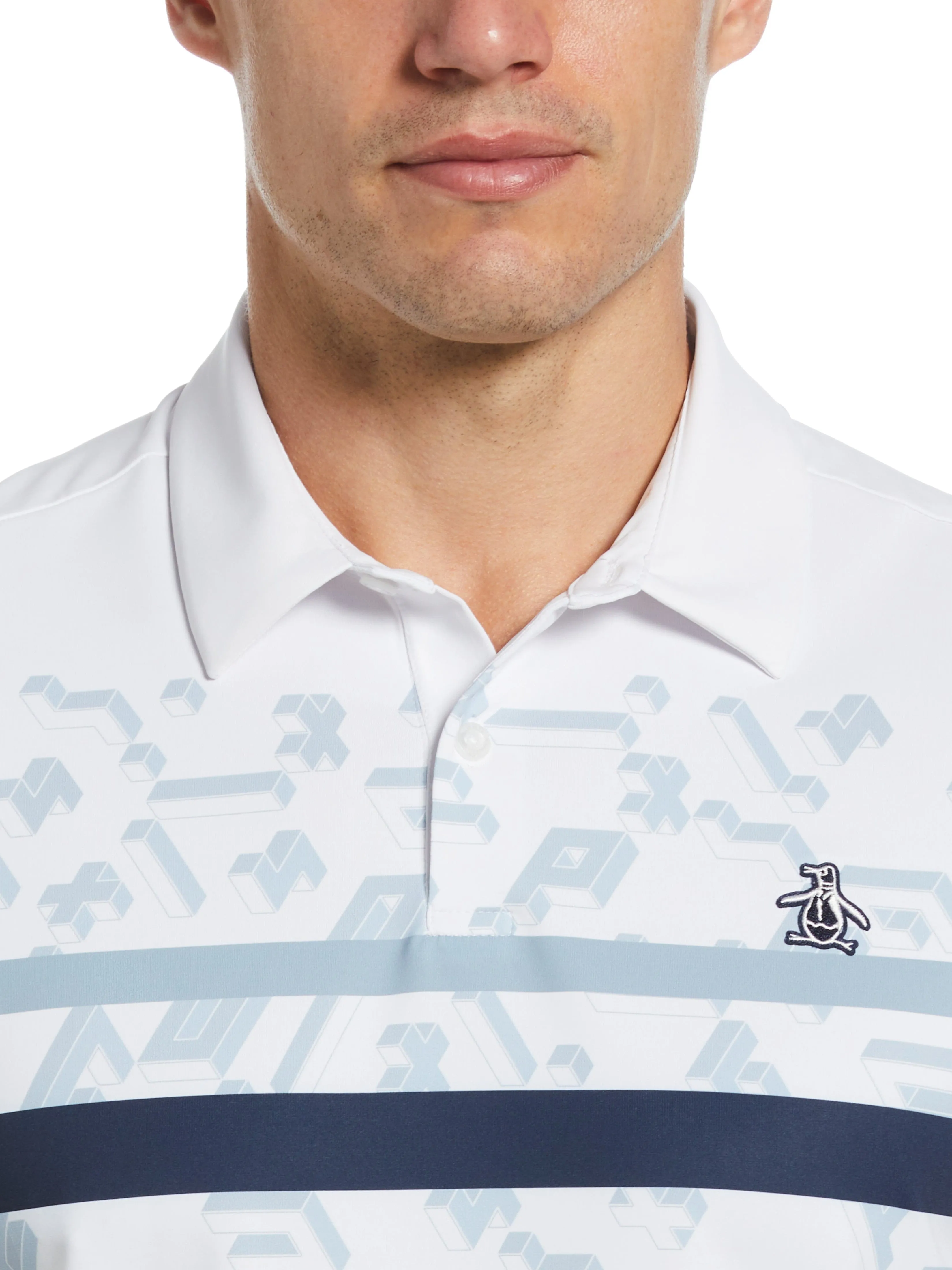 Men's Got Game Engineered Stripe Block Print Polo