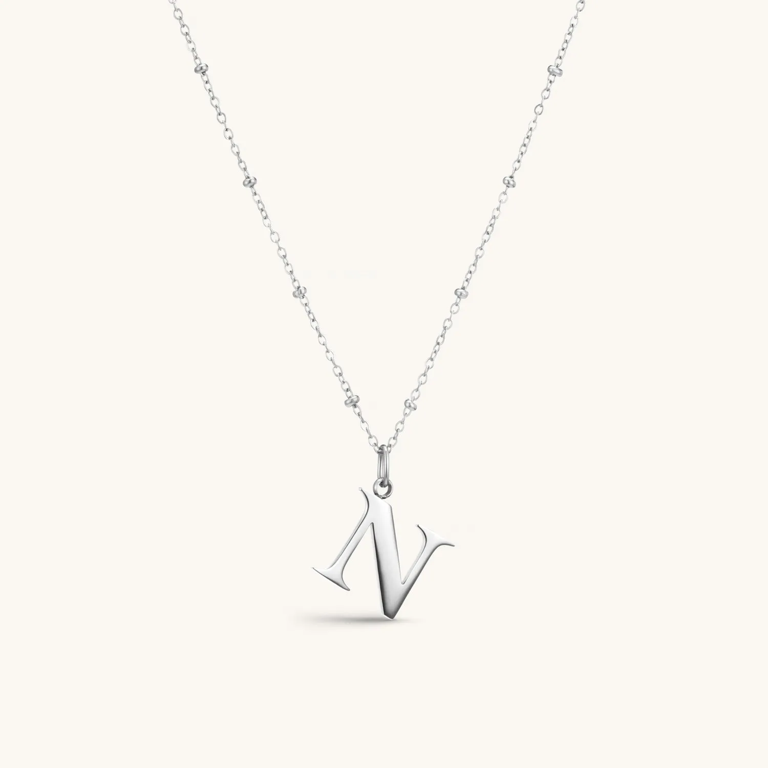 N Initial Pendant Necklace In Silver