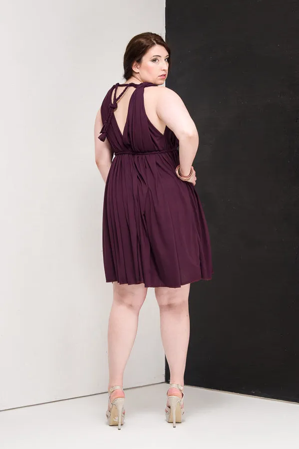 Purple Plunge Grecian Dress