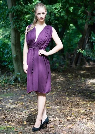 Purple Plunge Grecian Dress