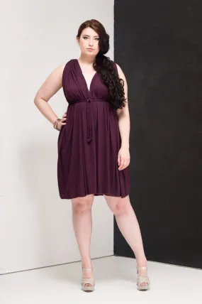 Purple Plunge Grecian Dress