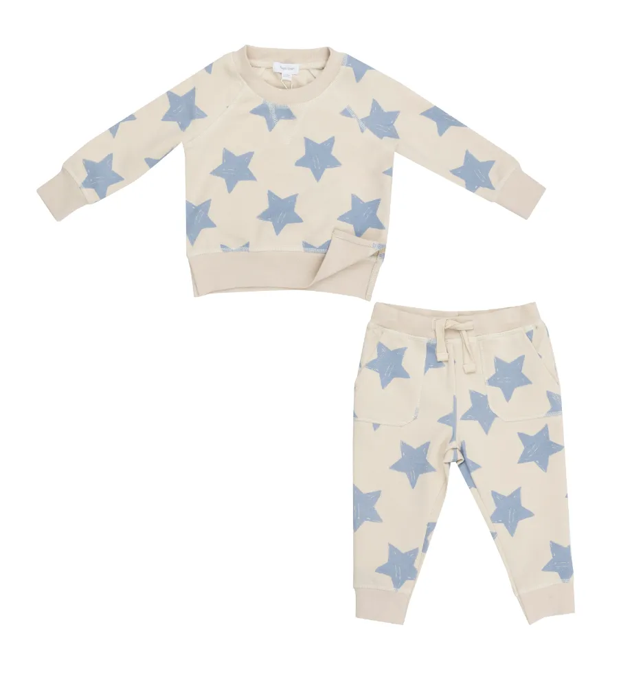 Raglan Sweatshirt & Jogger Set Sketchy Stars Blue