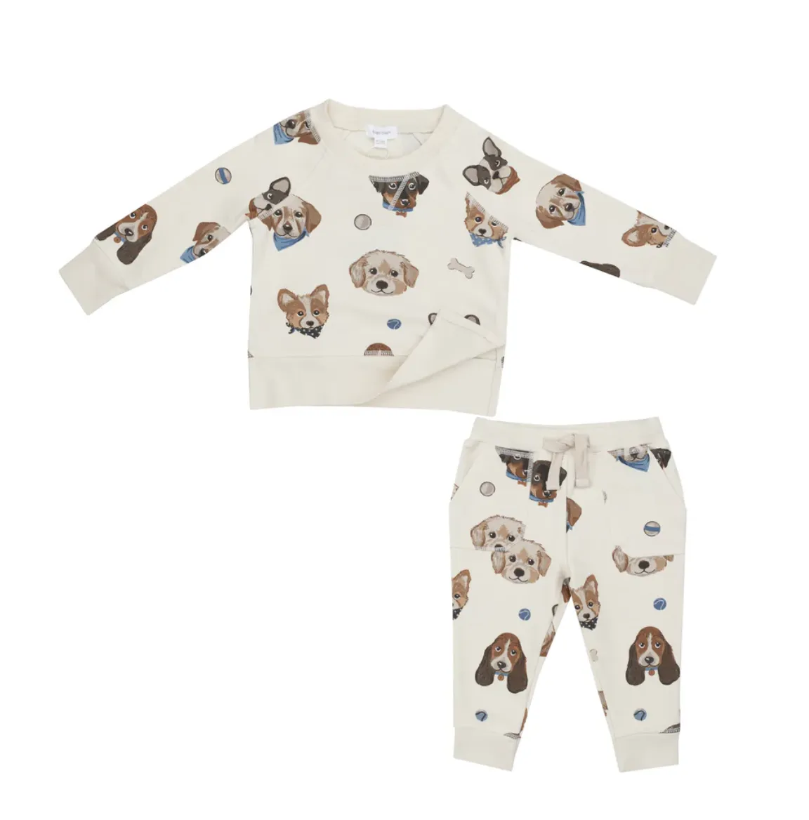 Raglan Sweatshirt & Jogger Set Vintage Puppy Faces