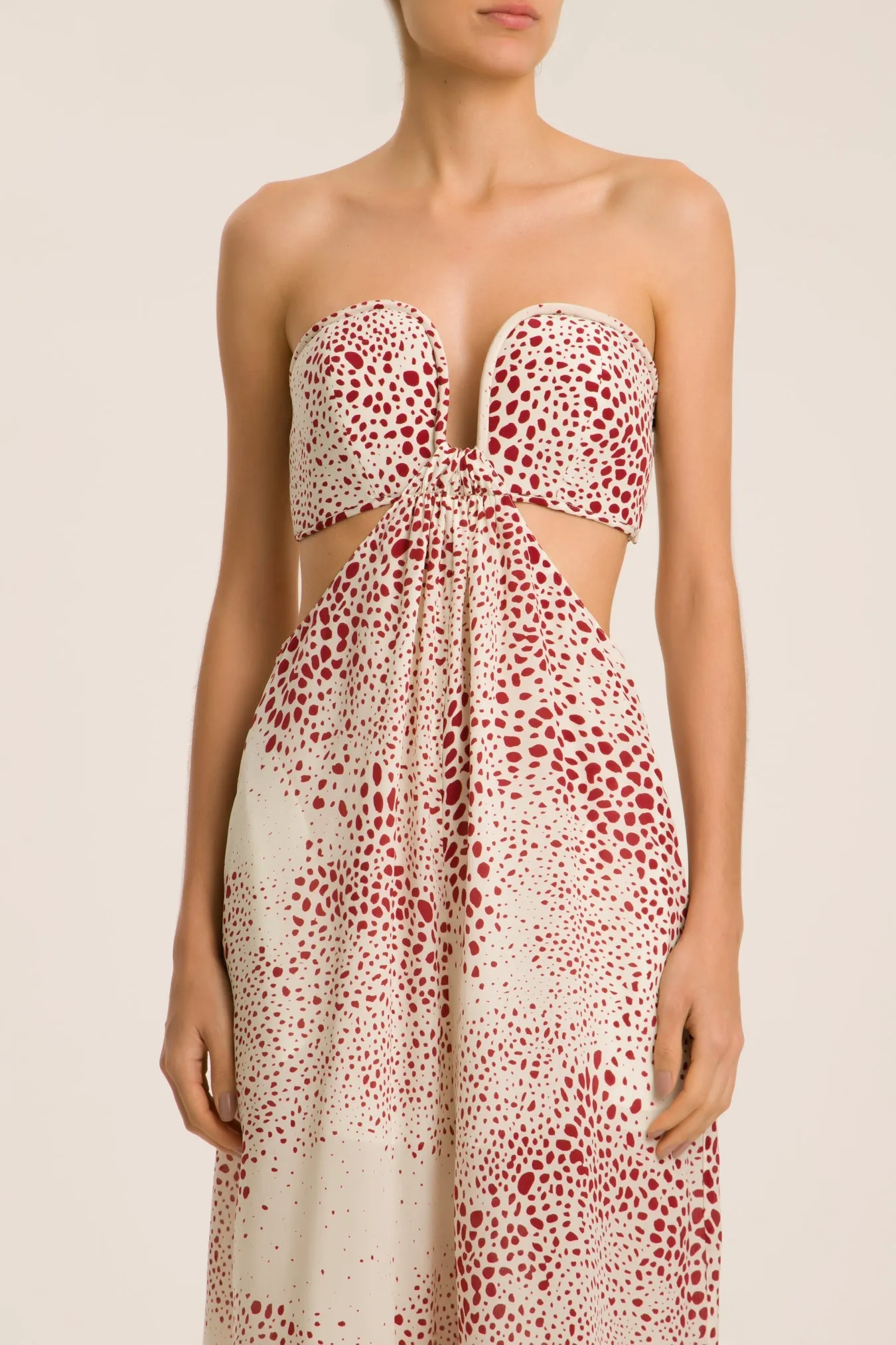 Serpent Strapless Playsuit With Cut-Outs