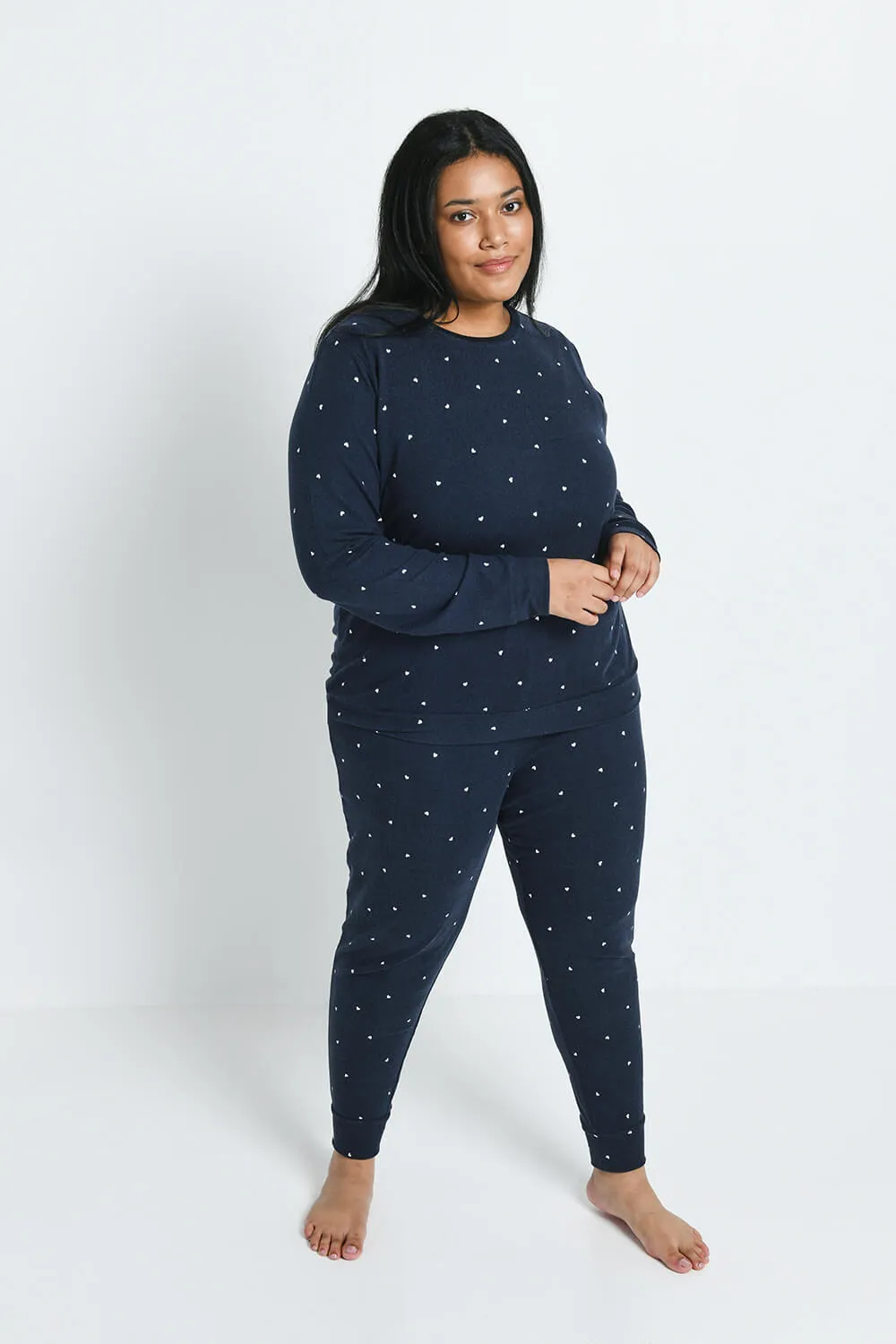 Super Soft Pyjama Set - Navy Hearts