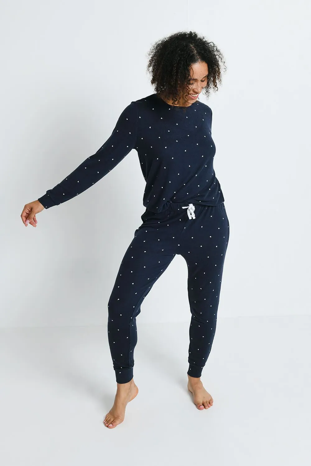 Super Soft Pyjama Set - Navy Hearts